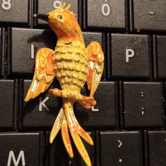 ART 1950s Vintage parrot enamel Brooch - Picture 1 of 2